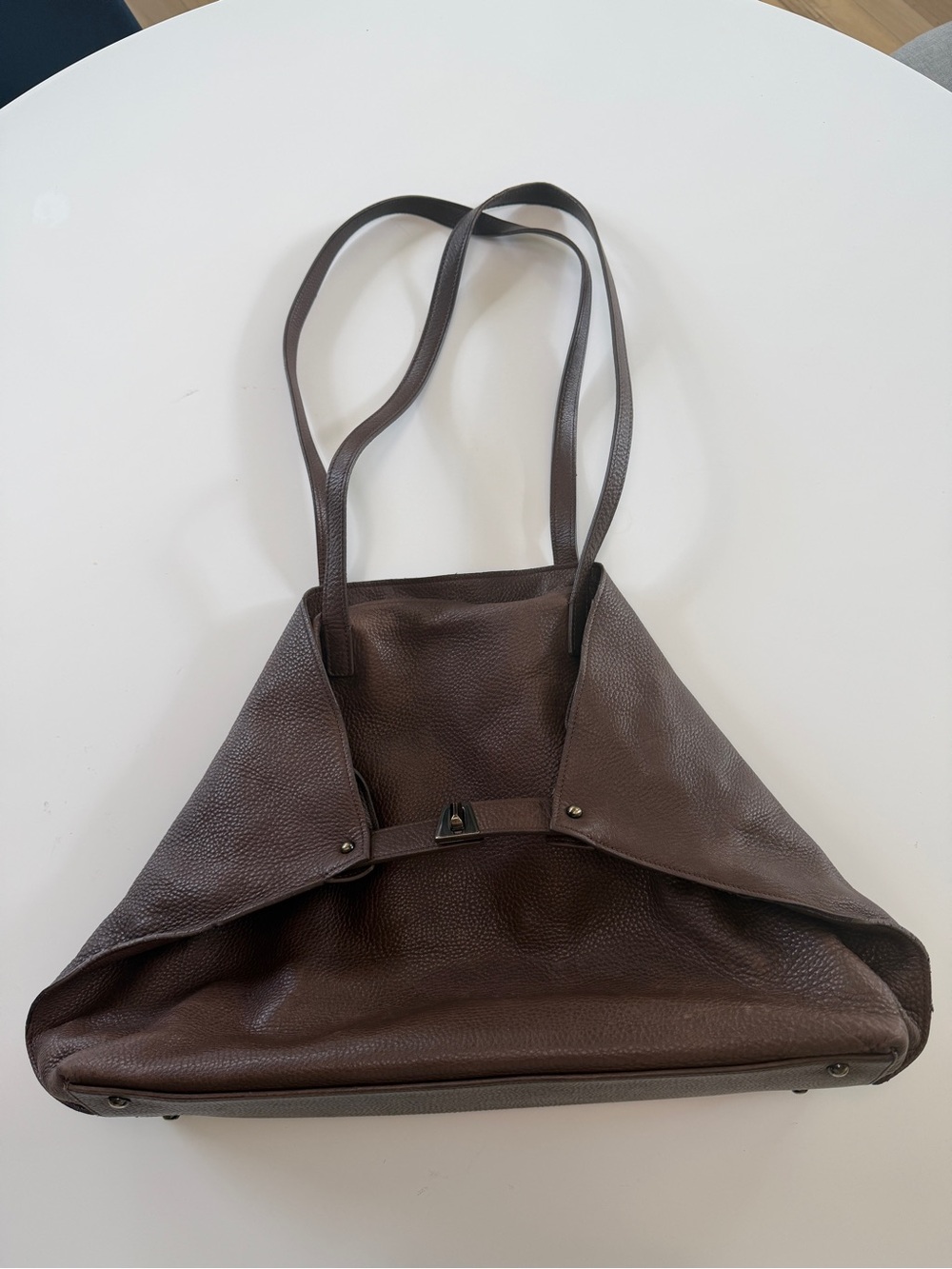 Akris Ai Medium chocolate brown leather luxury bag